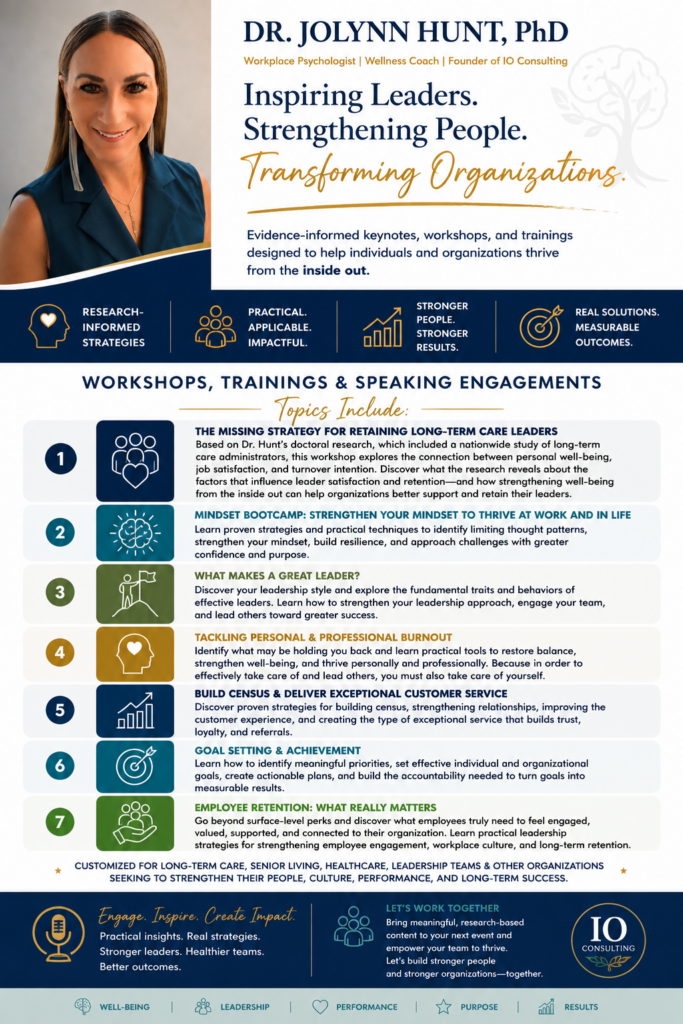 IO consulting workshops and trainings - Dr. Jolynn Hunt